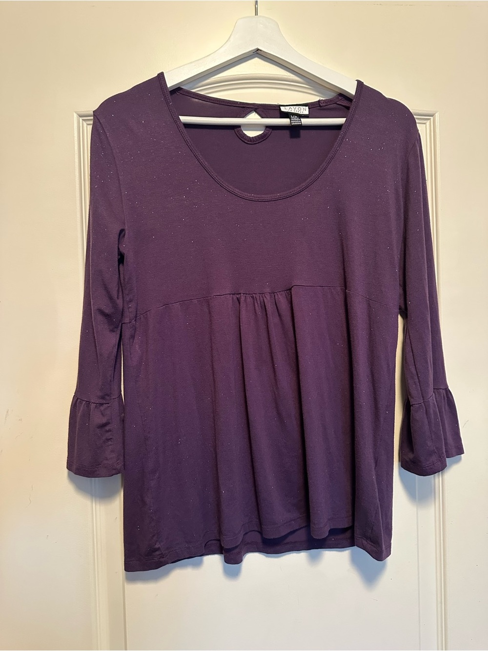 Avon Purple Scoop Neck Peplum Tunic Top